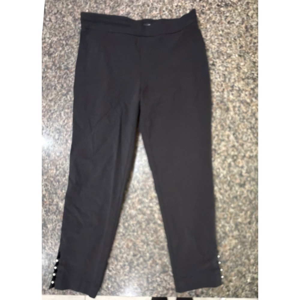 Counterparts Womens Black Pull On Pants Rhinestone Ankle Detail Size 12